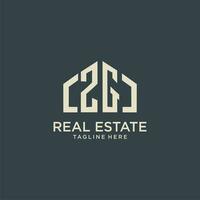 ZG initial monogram logo for real estate design vector