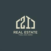 ZI initial monogram logo for real estate design vector