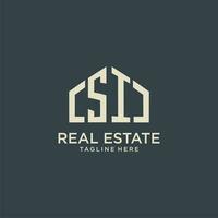 SI initial monogram logo for real estate design vector