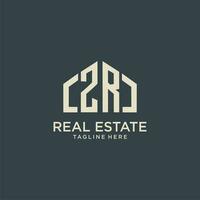 ZR initial monogram logo for real estate design vector