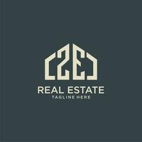 ZE initial monogram logo for real estate design vector