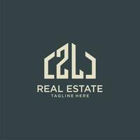 ZL initial monogram logo for real estate design vector