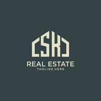 SK initial monogram logo for real estate design vector