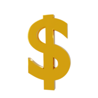 gyllene dollar symbol. mynt med dollar tecken.3d tolkning png