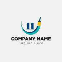 Paint Logo On Letter H Template. Paint Logo On H Letter, Initial Paint Sign Concept Template vector