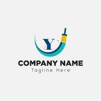 Paint Logo On Letter Y Template. Paint Logo On Y Letter, Initial Paint Sign Concept Template vector