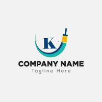 Paint Logo On Letter K Template. Paint Logo On K Letter, Initial Paint Sign Concept Template vector