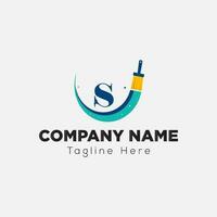 Paint Logo On Letter S Template. Paint Logo On S Letter, Initial Paint Sign Concept Template vector