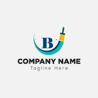 Paint Logo On Letter B Template. Paint Logo On B Letter, Initial Paint Sign Concept Template vector