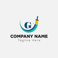 Paint Logo On Letter G Template. Paint Logo On G Letter, Initial Paint Sign Concept Template vector