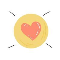 Heart sign in a circle. Simple sign in flat cartoon style. Vector isolated illustration on a white background.