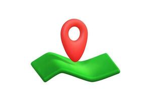 3d render red icon of location mark on map vector illustration on white background