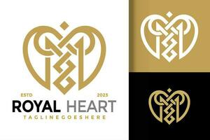 Royal Heart Letter M Logo vector icon illustration