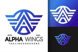 Letter A Wings Logo vector icon illustration