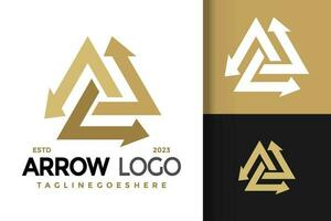 Letter A Arrow Triangle Logo vector icon illustration