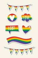 Set of LGBT Pride. Human rights and tolerance.  LGBT sticker set. Community Pride Month vector