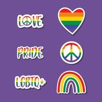 Set of LGBT Pride. Human rights and tolerance.  LGBT sticker set. Community Pride Month. vector