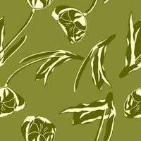 Seamless pattern with stylized tulips. Monochrome vector illustration. EPS10