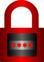 Password vector illustration. Padlock password system for design about cyber security, computer, malware and privacy. Red padlock password system graphic resource for web security. Code access icon