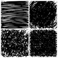 Hand drawn scribble background. Set of four abstract monochrome doodle backgrounds. Vector illustration