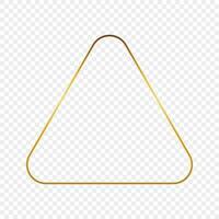 Gold glowing rounded triangle frame vector