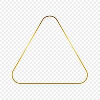 Gold glowing rounded triangle frame vector