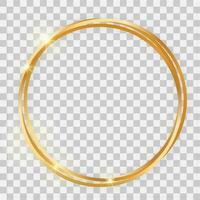 Triple gold shiny circle frame with glowing effects and shadows vector