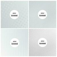 Set of four monochrome background with dots and halftone effect. Vector illustration.