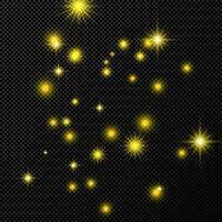 oro fondo con estrellas y polvo destellos vector