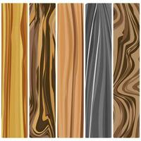 Five wooden boards. Vector abstract wood texture in flat design.