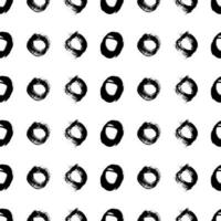 Seamless pattern with black sketch hand drawn brush scribble circles shape on white background. Abstract grunge texture. Vector illustration