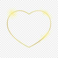 Gold glowing heart shape frame vector