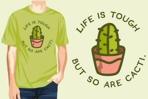 Beautiful green cute cactus t-shirt design illustration vector artwork