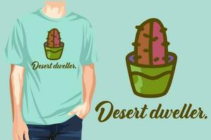 Beautiful green cute cactus t-shirt design illustration vector artwork