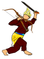 icône posant Danse étape modèle nusantara malais guerrier avec arme png