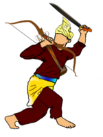 icon posing dance step pattern Nusantara Malay Warrior with weapon png