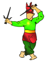 icon posing dance step pattern Nusantara Malay Warrior with weapon png