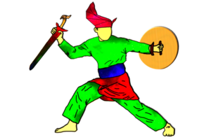 icono posando danza paso modelo nusantara malayo guerrero con arma png