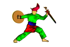 icon posing dance step pattern Nusantara Malay Warrior with weapon png