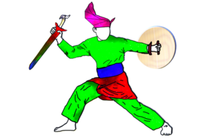 icon posing dance step pattern Nusantara Malay Warrior with weapon png