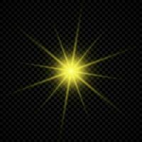 Light effect of lens flares. Yellow glowing lights starburst effects with sparkles vector