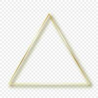 Gold glowing triangle frame with shadow vector