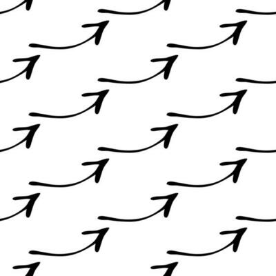 Seamless pattern with black hand drawn doodle arrows on white background. Abstract grunge texture. Vector illustration