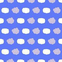 Seamless pattern with clouds on blue sky. Cute endless cloudscape. Vector illustration.