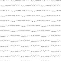 Seamless pattern with black hand drawn doodle wavy lines on white background. Abstract grunge texture. Vector illustration