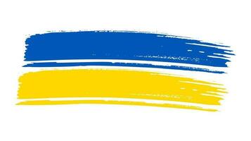 Ukrainian national flag in grunge style. Painted with a brush stroke flag of Ukraine. Vector illustration