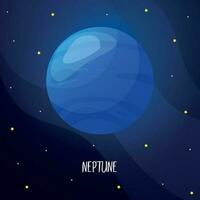 Cartoon neptune planet for kids education. Solar system planets vector