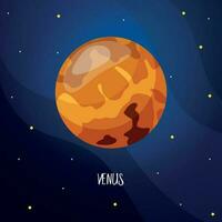 Cartoon venus planet for kids education. Solar system planets vector