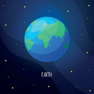 Cartoon earth planet for kids education. Solar system planets