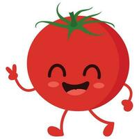 contento linda sonriente tomate. linda vegetal vector personaje aislado en blanco